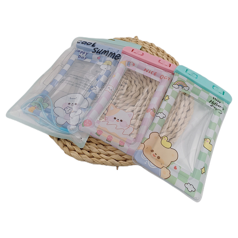 168,27 buena calidad airbag impermeable bolsa de dibujos animados teléfono móvil deriva natación cubierta protectora cubierta impermeable pantalla táctil flotante