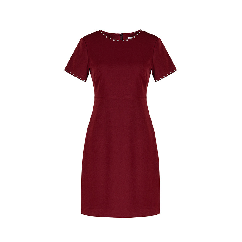 DZ24-89/Heavy Industry Beaded Crewneck Elegant dress Celebrity Lady Banquet Elegant All-match Tight Waist Slimming