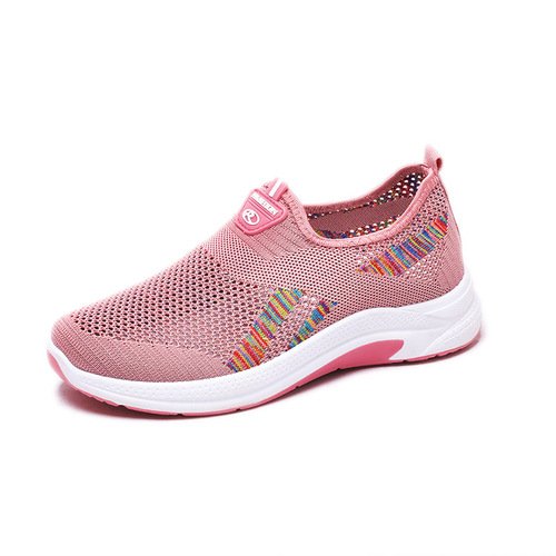 New  Women's Casual Shoes Breathable Flyknit Mesh Fabric Shoes Comfortable Soft Sole One-Put-on Old Beijing Style Cloth Shoes