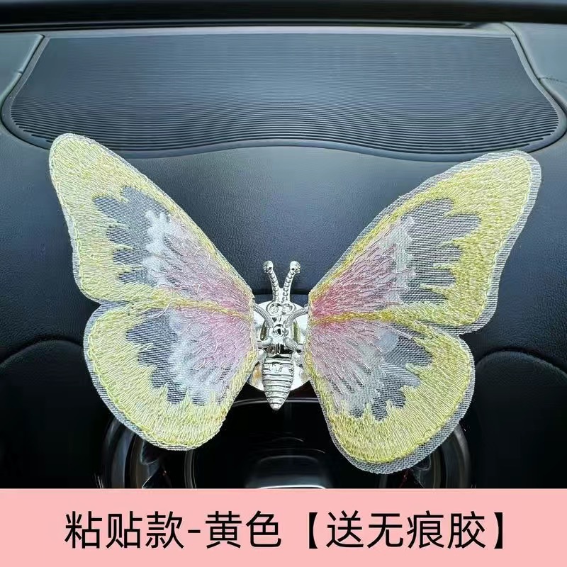 Nueva consola central de coche, decoración de coche, mariposa en movimiento, decoración de salida de aire, aleación de decoración creativa