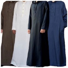 2023新款跨境中东阿拉伯风格简约长款男士连帽衬衫穆斯林长袍