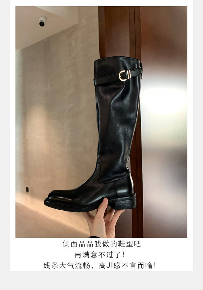 Bốt cao cổ nữ da cừu đế dày khóa vàng xếp ly, gót vừa 3–5 cm — Da màu nâu mở rộng, Da đen mở rộng, Hàng sẵn có màu đen (nhung), Lớp lót nhung màu nâu mở rộng chi tiết 7