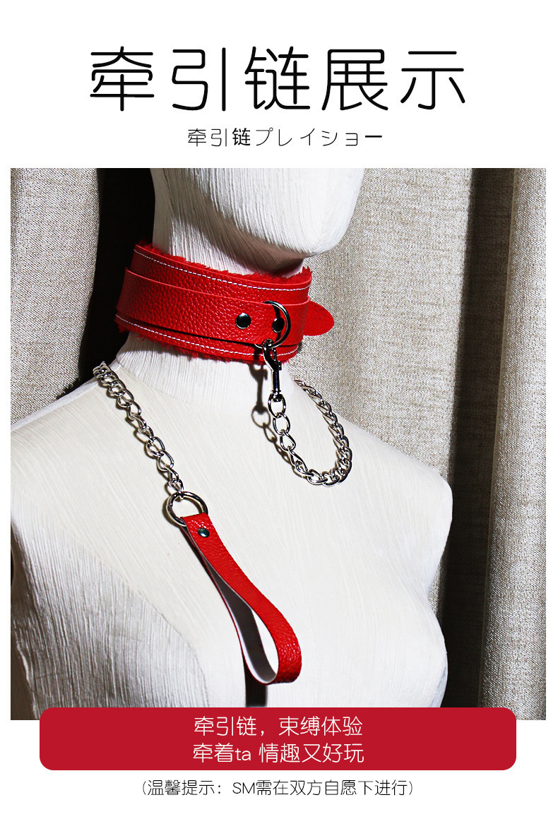 Bondage Collar and Lead Set in Leather for Adult Couples — detail image 17
