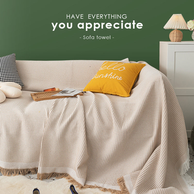 Manyuejia Ins Style Universal Sofa Towel Sofa Blanket Cover Cotton Gauze Sofa Cover All-Inclusive Full Cover Sofa Cover