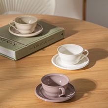 出口北欧简约纯色年轮陶瓷咖啡杯碟精致办公室家用下午茶杯碟套装