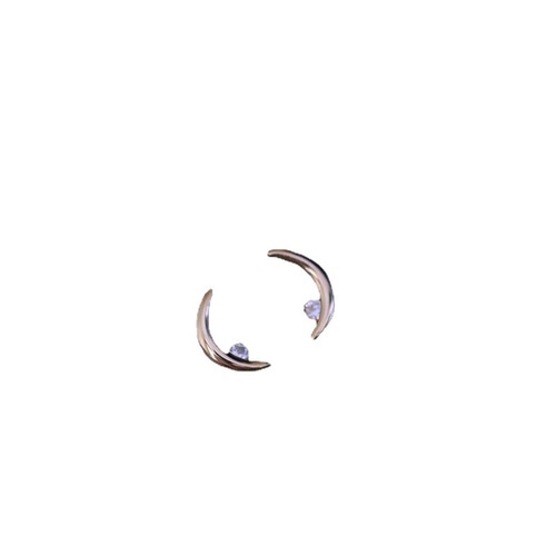 Onina S925 sterling silver plated 14K gold moon stud earrings for women, versatile, compact, personalized and exquisite small earlobe earrings