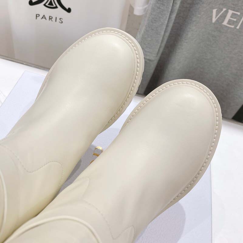 广州原标专柜品质欧美大牌真皮女式短套筒靴皮带扣显瘦厚底时装靴|undefined