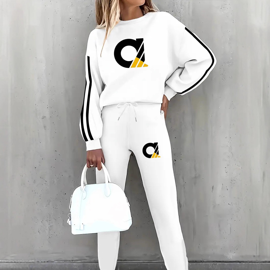 Women's Clothing Casual Trendy Sweatshirt Women's Autumn Winter Sweatshirt Set Korean Style Casual Trendy Printed Hoodie And Pants Two-Piece Outfit_ecoleips.com