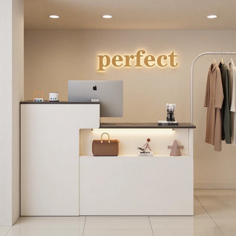 Small Shop Cash Register Counter Modern Minimalist Nail Salon Reception Desk Floor-Standing Checkout Counter