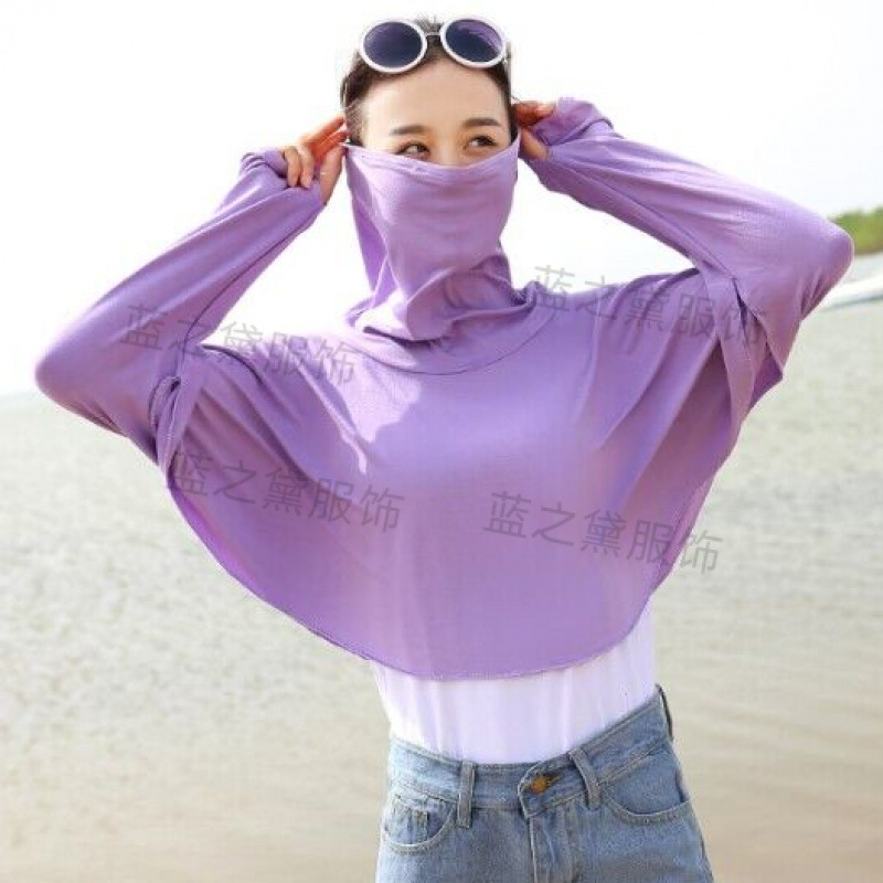 夏のサイクリング用モーダル薄手日焼け止め服、ゆったりとした長袖日焼け止め、顔と首を覆う女性用日焼け止め服|undefined
