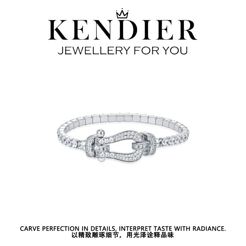 Kendia France [Jennie Designer] Original Brand Full Diamond Four-Leaf Clover Bracelet for Women, Light Luxury, Niche, Exquisite