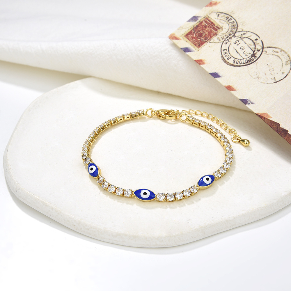 Retro Devil's Eye Copper Inlay Zircon Bracelets 1 Piece display picture 5