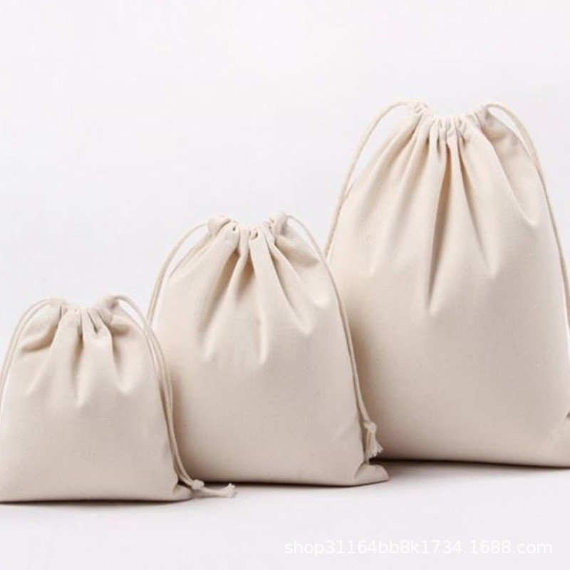 Bolsa de cordón en blanco de fábrica arroz mijo cordón bolsa de algodón bolsa de lona portátil logotipo impreso personalizado
