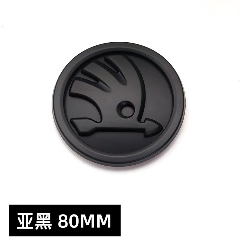 Suitable for Skoda Front and Rear Logo, Mingrui Crystal Front and Rear Logo 80mm Black Center Grid Logo 90mm Rear Logo