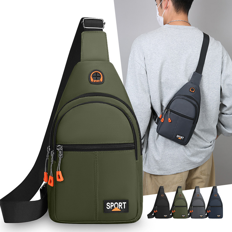 Bolsa de hombro simple ocio de gran capacidad, agujero de auriculares de almacenamiento multicapa, bolso de pecho portátil, bolso de transporte deportivo al aire libre