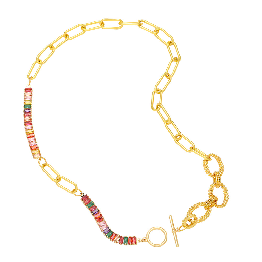 Fashion Square Copper Plating Inlay Zircon Necklace 1 Piece