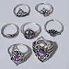 Retro set, ring with crystal, European style, boho style