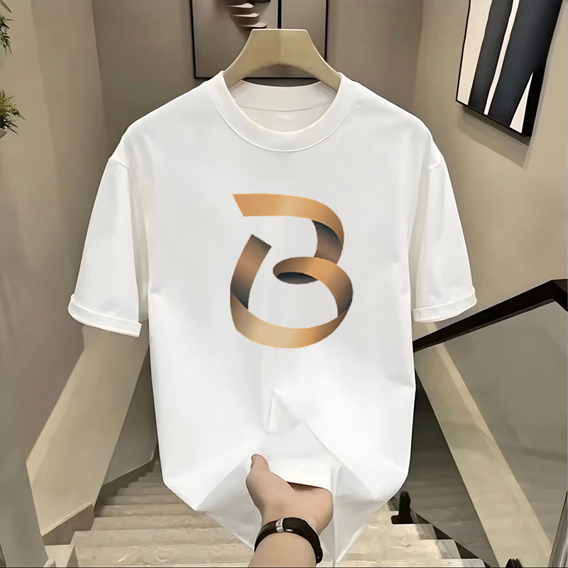 T-shirt à manches mi-longues pour hommes, marque de mode américaine, ample, polyvalent, en pur coton, haut de gamme, nouvelle collection été_voghion.com