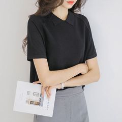 アイスニットの襟付き婦人服半袖夏2024年新型薄春潮牌polo襟上着