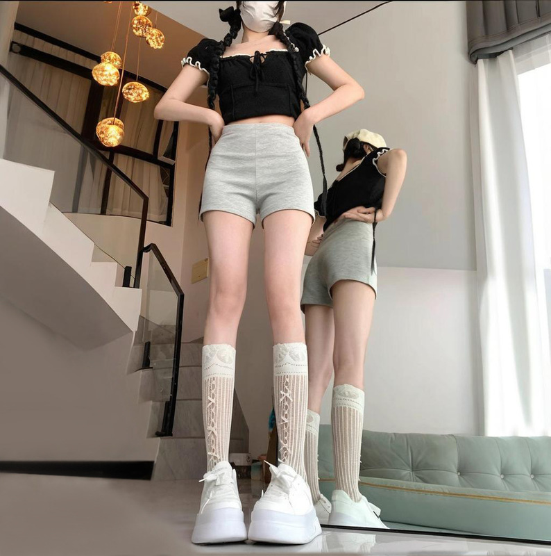 New Spice Girls Shorts Stretch Tight Hot Pants Casual Pants Women's Spring High Waist Slimming Sports Pants Brown Pants