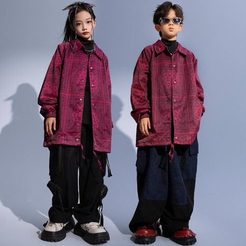 Streetwear Children's Hip-Hop Fashion Bomber Jacket for Boys and Girls, Cool and Stylish Clothing for Hip-Hop Performances