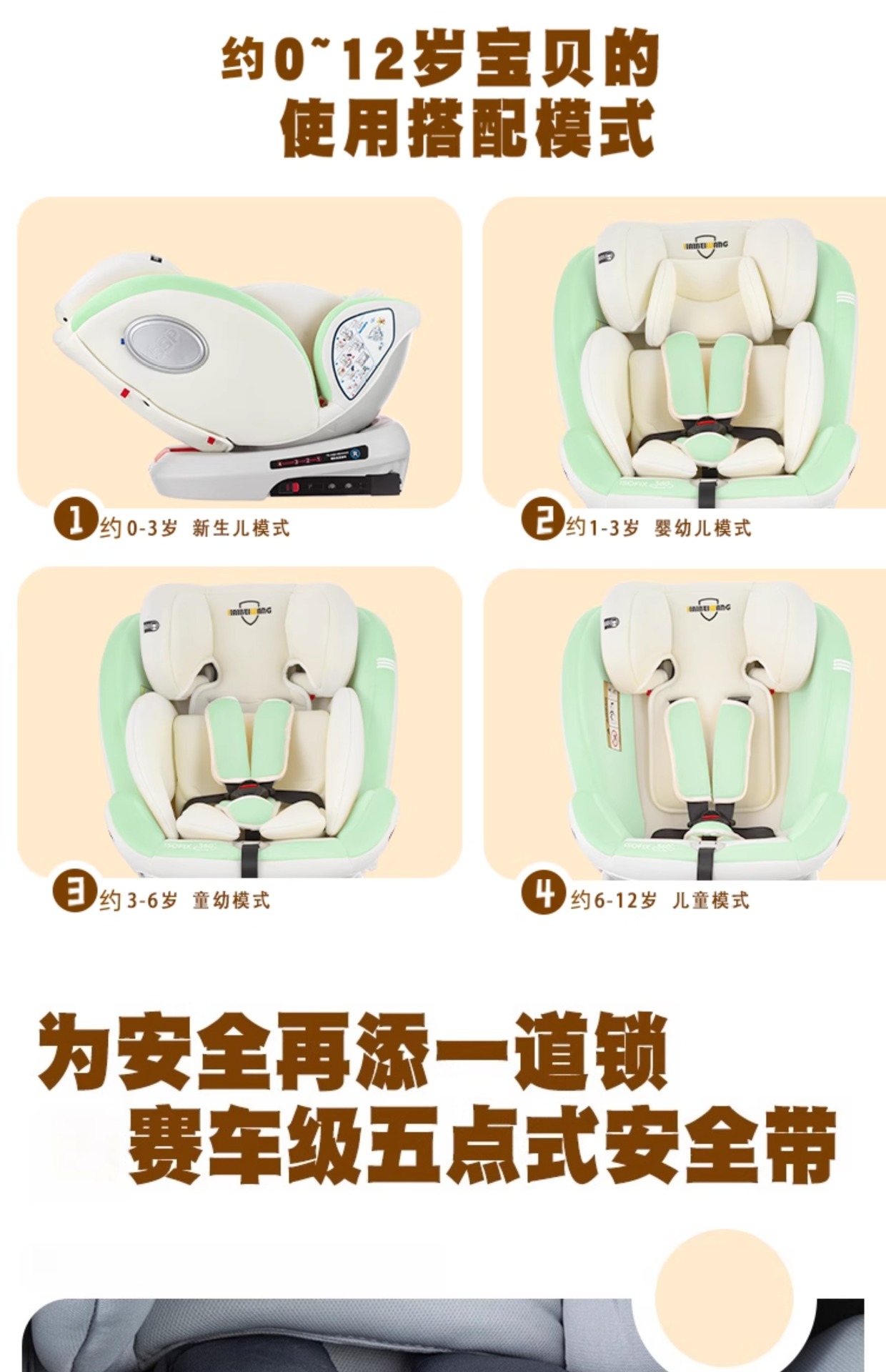 Suitable for Haibeiwang Kids Safety Seat Car Baby Car 360 Rotating Seat 0-4 Years Old
