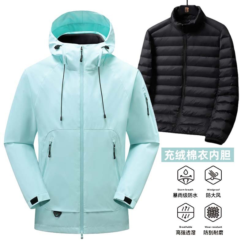 冲锋衣女三合一高品质防风防水登山服男秋冬户外旅行工装外套定制|undefined