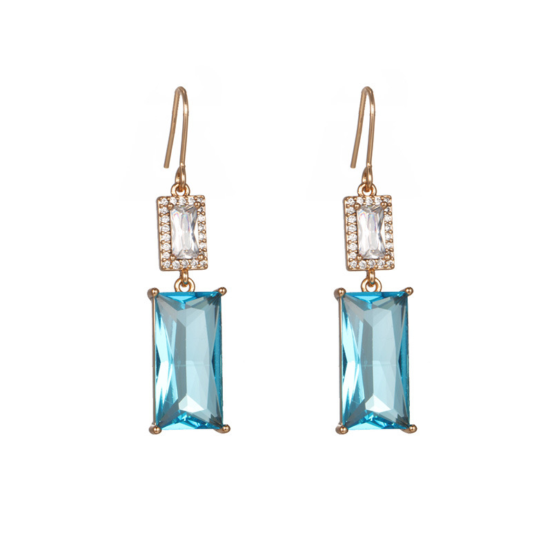 Xuping aleación de cobre color serie de aretes de arco de arco de arco de lujo ligero de estilo largo cuadrado geométrico