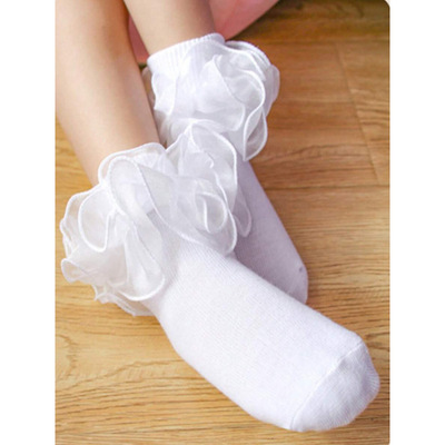 外贸跨境款 Baby Kids' Socks Tights 纯色荷叶边饰可爱休闲短靴|ru