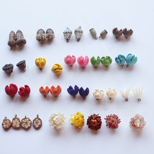 带羊角钉橡果尤加利果开口笑松果手工diy果子植物果实耳圣诞节