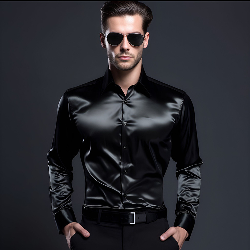 Camisas de manga larga para hombre, estilo europeo, calidad de exportación, estilo casual, brillantes, nueva colección de otoño de Amazon 202