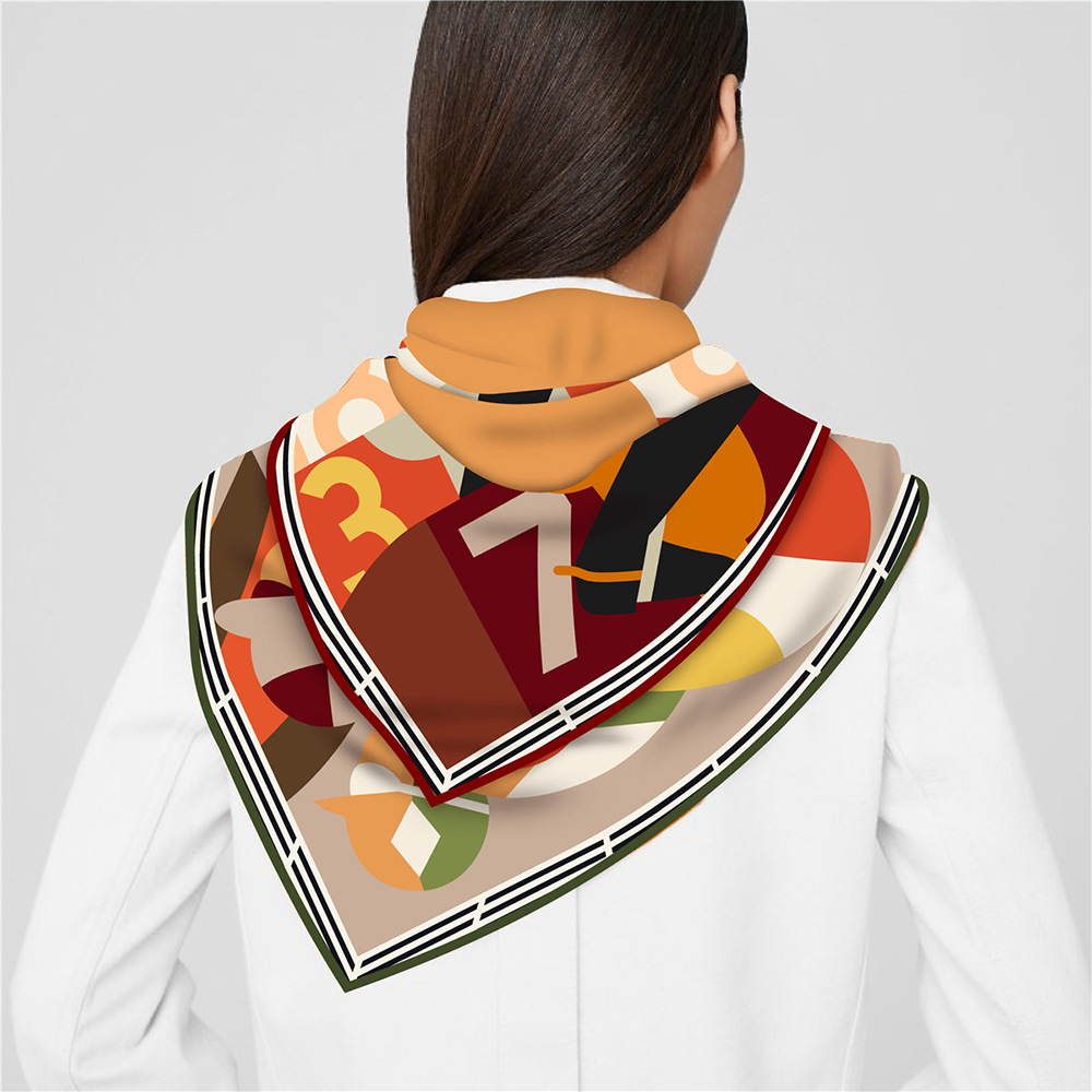 108g Weight Silk Scarf Classification Daily Occasion Human Pattern All Seasons Season Women's Gender Printing Design Casual Style Women's Casual Human Twill Printing Silk Scarf 11