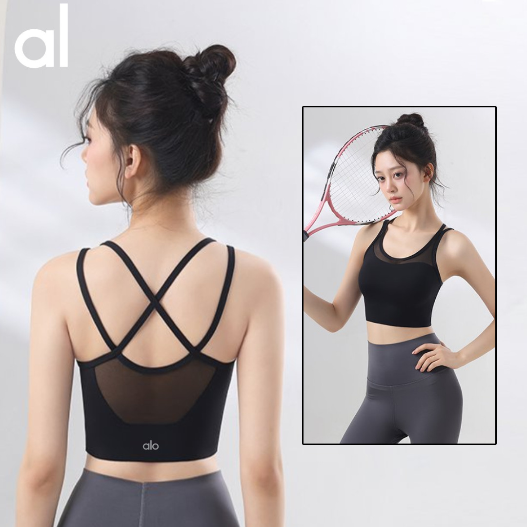 Alo2025 Sports Vest Women's Cross Beautiful Back Without Steel Rims to Control Secondary Breasts Breathable Seamless Yoga Running Intimates