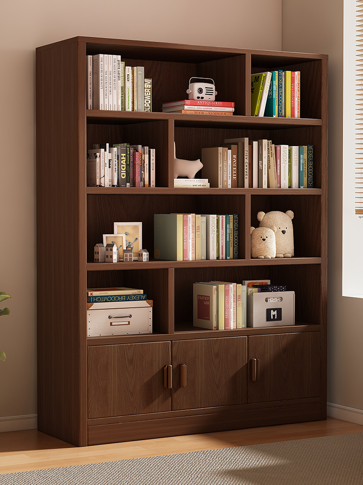 Solid Wood Ecological Board Bookshelf Storage Rack Floor-Standing Simple Cabinet Wall-Mounted Living Room Storage Cabinet Storage Home Bookcase