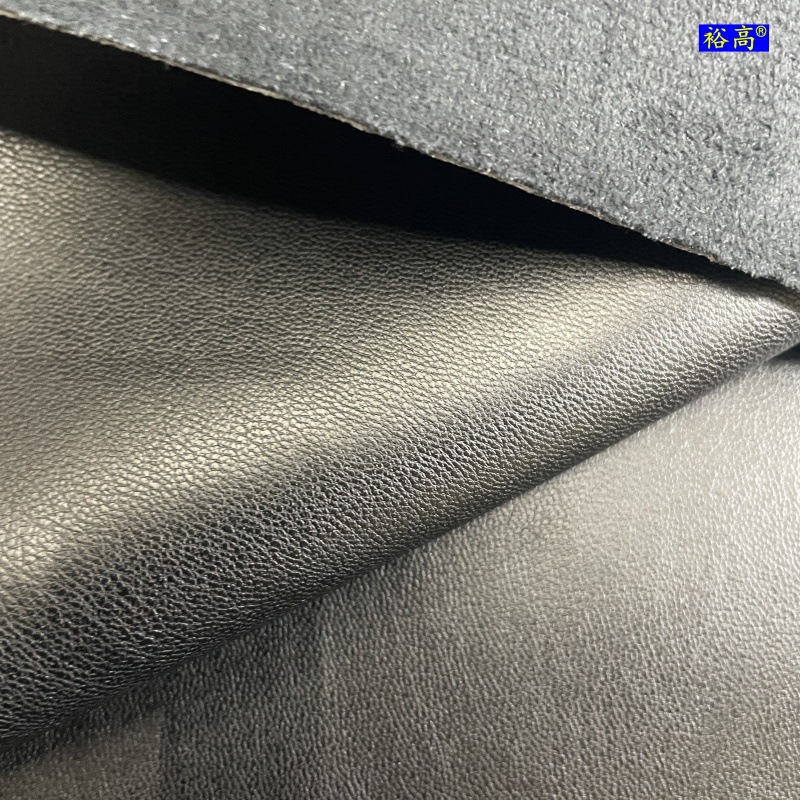 PU麂皮绒底0.7厚黑色仿羊纹超柔软服装手套包装装饰类合成革面料