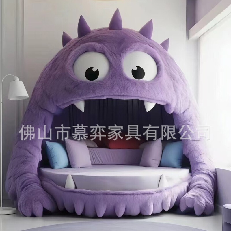 Internet Celebrity Creative Large Two-dimensional Animal Monster Bed Leather Fabric Plush Bedroom Light Luxury Minimalist Cream Style Bed Internet Celebrity Creative Large Two-dimensional Animal Monster Bed Leather Fabric Plush Bedroom Light Luxury Minimalist Cream Style Bed