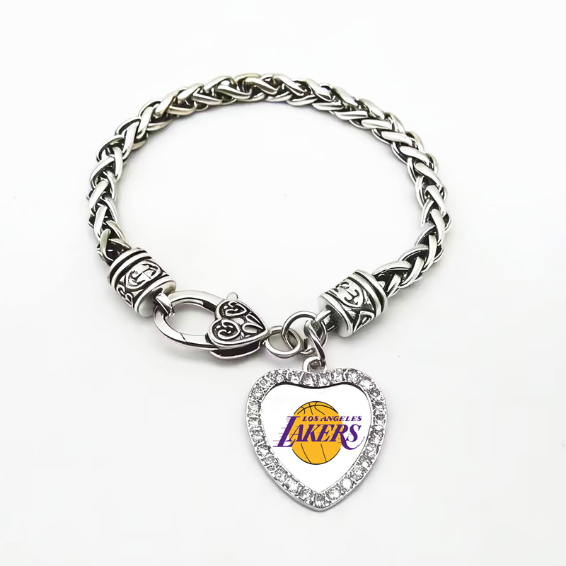 Cross-Border Hot-Selling Nba Basketball Team Bracelets, Retro Punk Hollow-Out Lobster Clasp Metal Braided Bracelets, Available for All 30 Teams