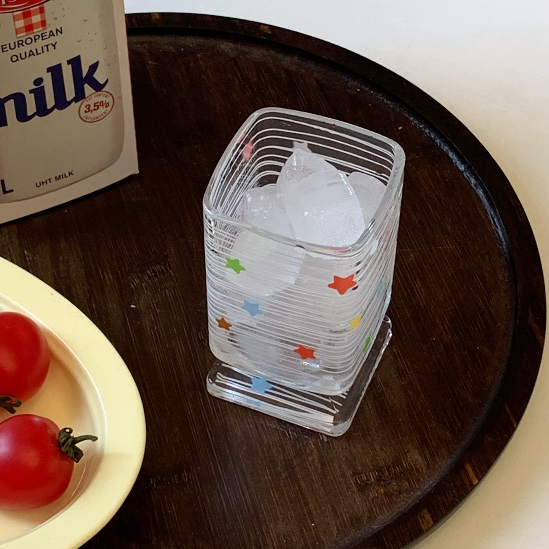Cute Star Pattern Glass Cup For Juice And Milk Elegant Design_voghion.com
