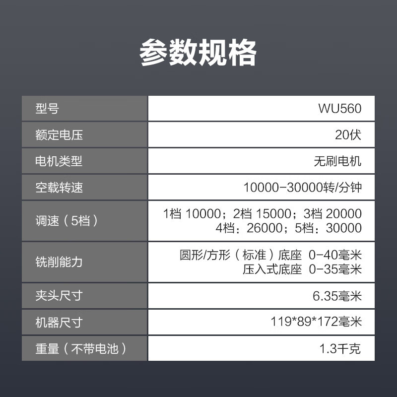 20V litio sin escobillas máquina de corte de borde eléctrica WU560 máquina de ranura de carpintería gong biselado máquina de fresado de madera eléctrica [metal desnudo]