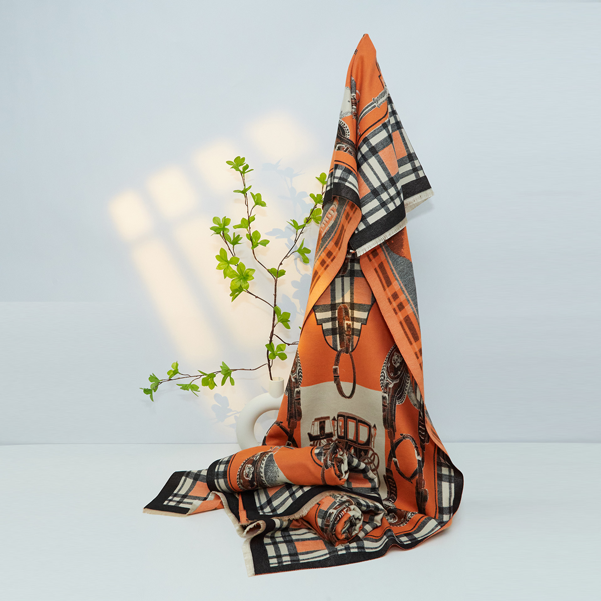 Retro Plaid Shawl For Women Thickened Warm Wrap For Office Use_voghion.com