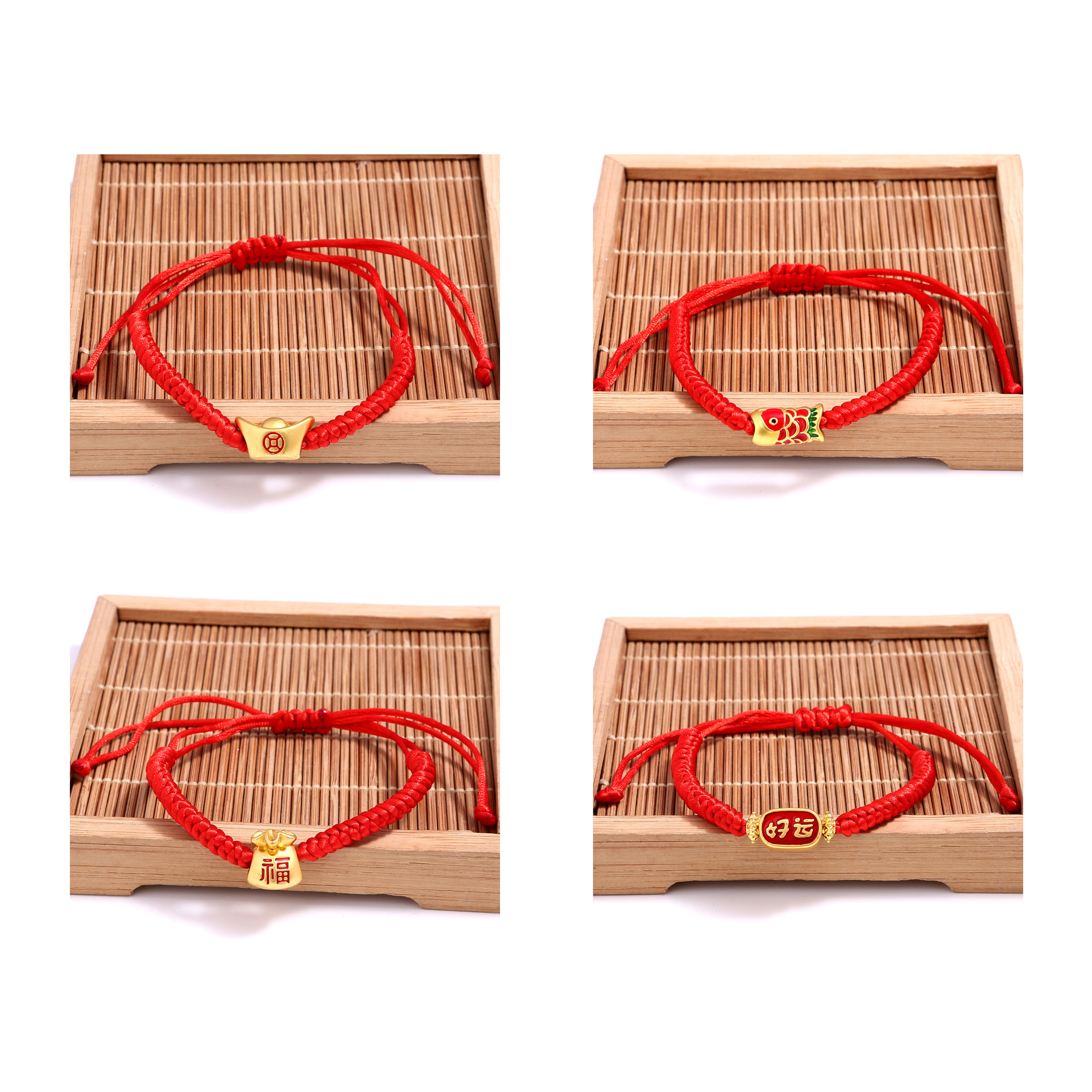 红绳手链本命年红绳手绳吉祥可调节幸运锦鲤手链手工编织项链