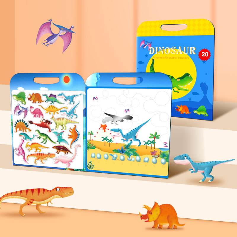 3-6岁儿童磁性恐龙安静书拼图提升孩子逻辑思维观察力专注力