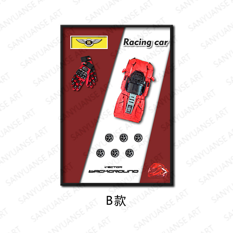 Sala de estar de la entrada Pintura decorativa moderna Coche de construcción tridimensional creativo Sofá pared de fondo Pintura mural de la cabecera del restaurante