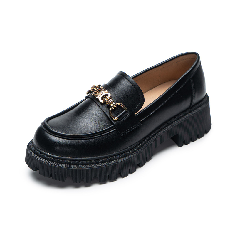 Mocasines de Plataforma Estilo Británico para Mujer de Piel de Vaca y Caucho para Uso Diario image 5