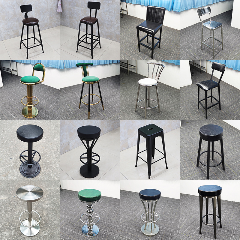 Bar KTV Bar Chair Bar Stool High Stool Clear Bar Quiet Bar Iron Stainless Steel Chair Front Desk Wall Bar Stool
