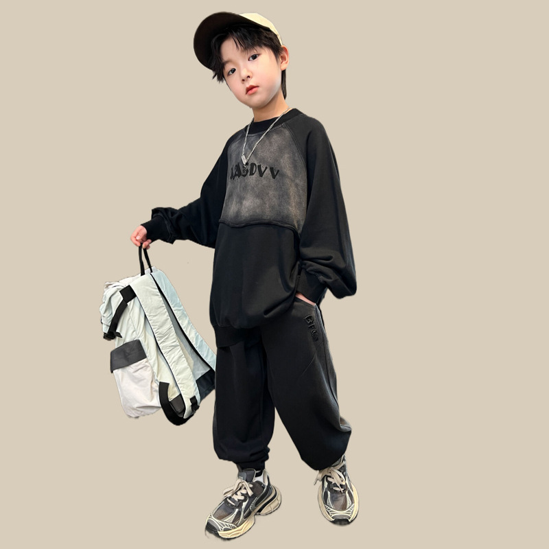 Jungen trendiger Marken-Hoodie für Frühling und 2024, neues Outfit, explosives Street-Hooligan-Hübsches Oberteil, mittel bis groß_voghion.com