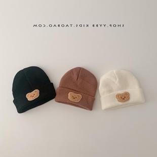 Children's Hat Autumn and Winter Cute Bear Wool Hat for Boys and Girls Baby Baby Super Cute Warm Turtleneck Knitted Hat Trendy