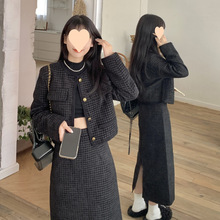 2024新款时尚小香风套装秋冬大码胖高级感显外套半身裙两件套