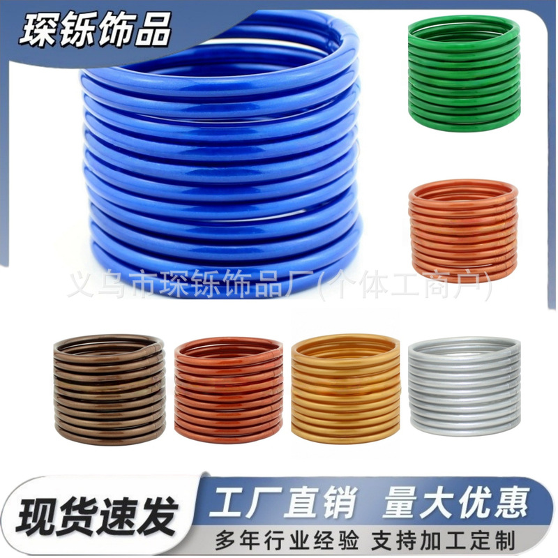European and American Style Versatile Shiny Silicone Bracelet with 10 Layers of Gold Foil Color Jelly Bracelet for Women, Customizable Colors