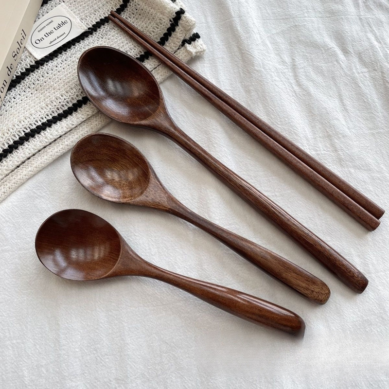 Ins Korean Style Natural Wood Tableware Solid Wood Fork Wooden Spoon Chopsticks Set Long-Handled Spoon Japanese Retro Restaurant Ins Korean Style Natural Wood Tableware Solid Wood Fork Wooden Spoon Chopsticks Set Long-Handled Spoon Japanese Retro Restaurant